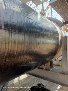 Completed application of Belzona SuperWrap II on the flare line.