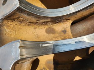 Pitting damage on the pump casing