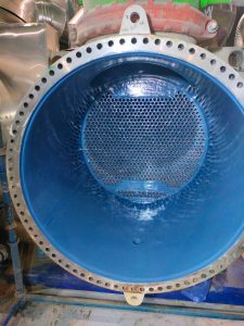 The final protective coating was applied over the tube sheet.